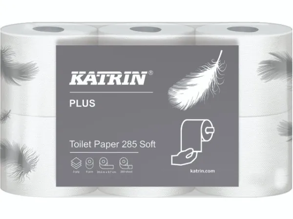 Toiletpapir Katrin Plus 285 hvid 35m 3-lags - (7 pakker x 6 ruller)