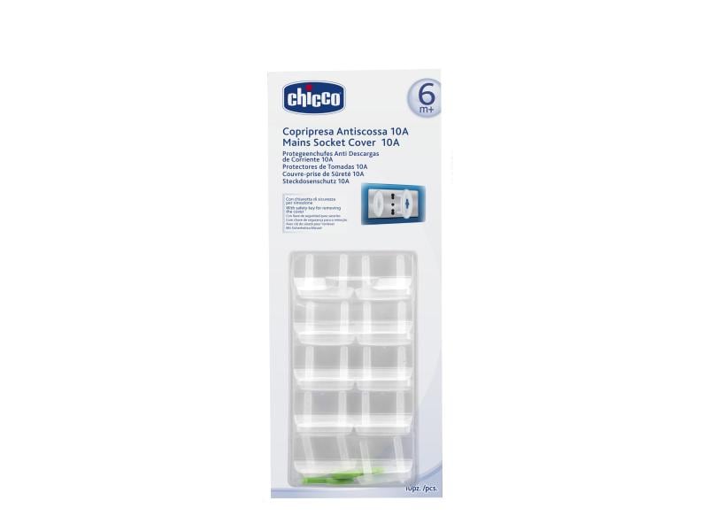 Chicco Steckdosenschutz 10 Stück, Transparent Steckdosenschutz, weiss, 10 Stück