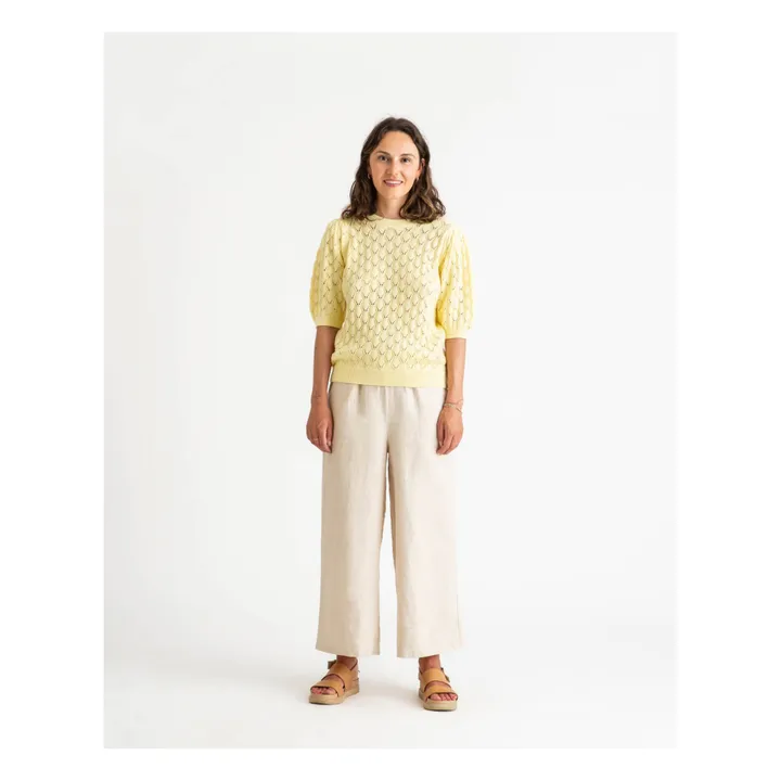 Matona Pull Ajouré Coton Bio | Jaune pâle