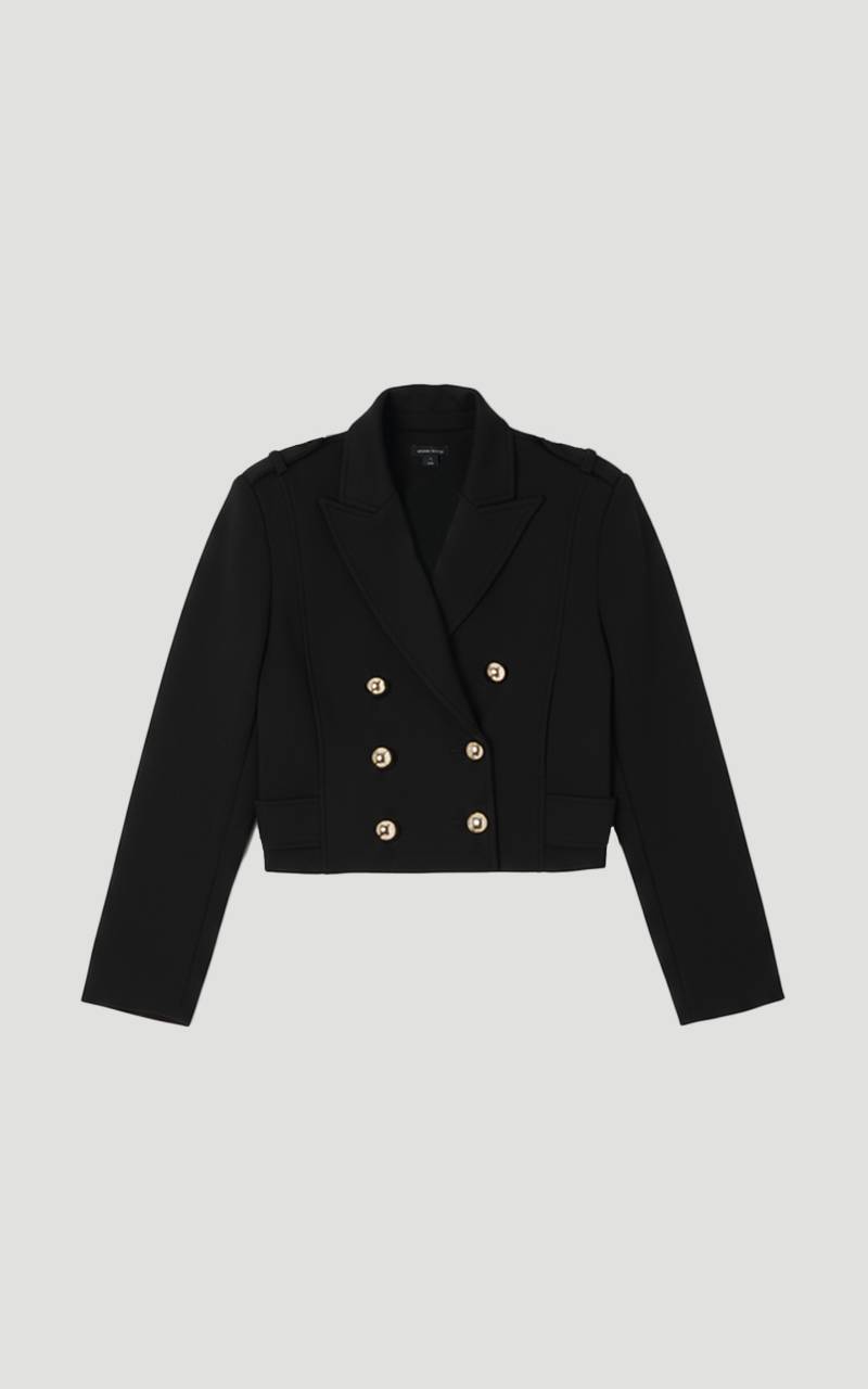 KarenMillen Veste Courte à Col Militaire avec Détails Boutons Scuba
