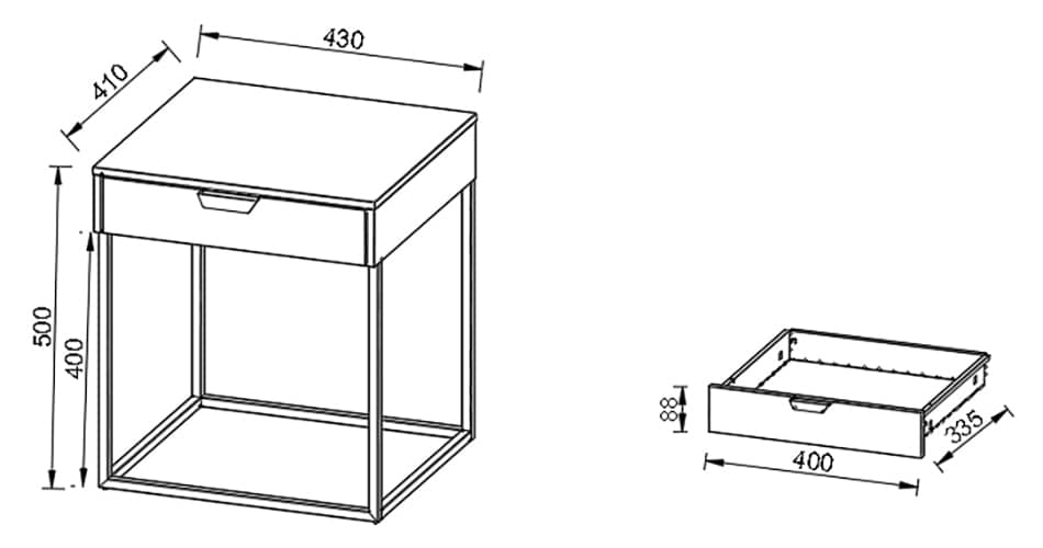 VCM Metall Nachtschrank Beistelltisch Schublade Konsole Nachttisch Flokas S