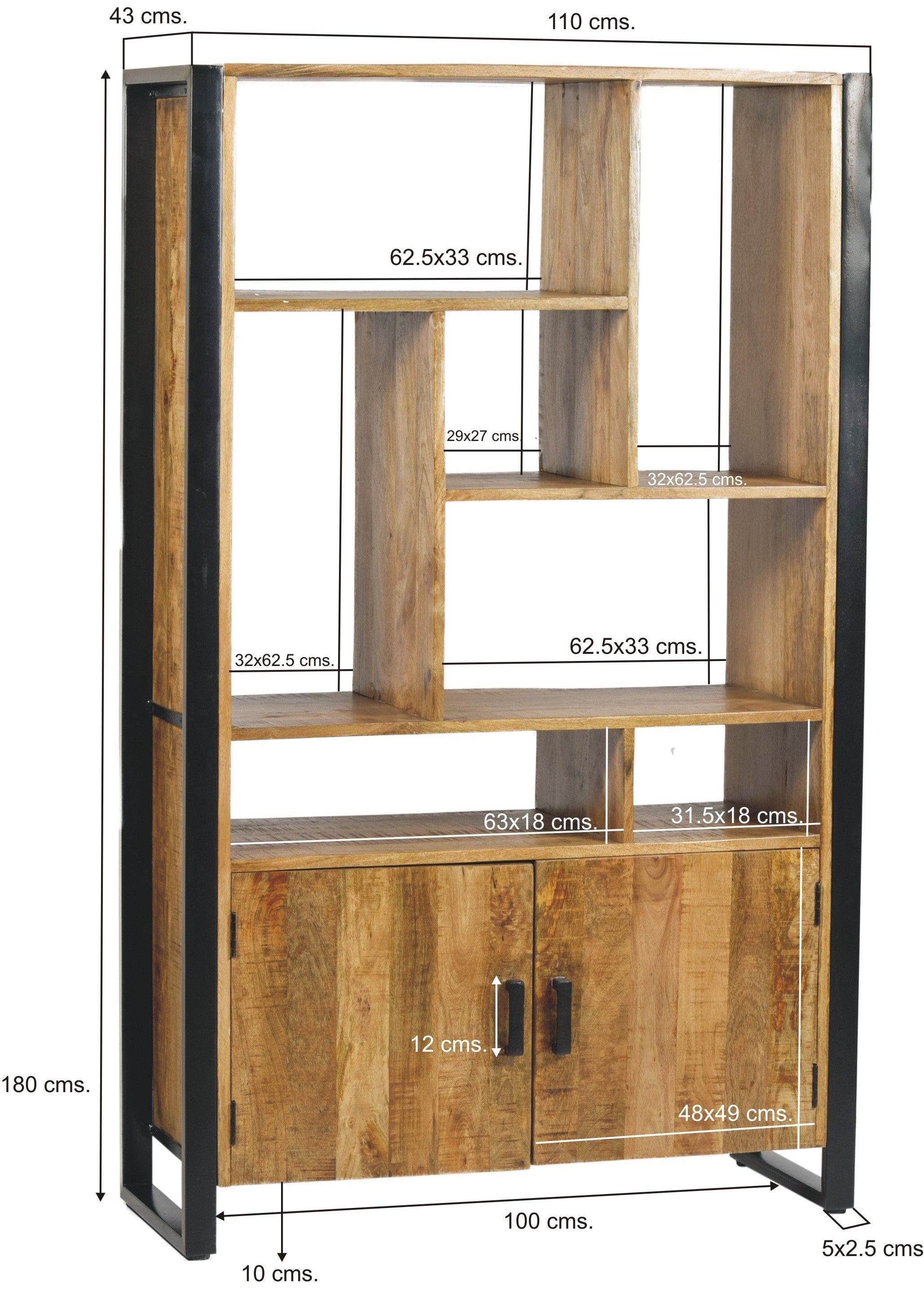 Bergkast Nairobi B110 x D43 x H180 cm