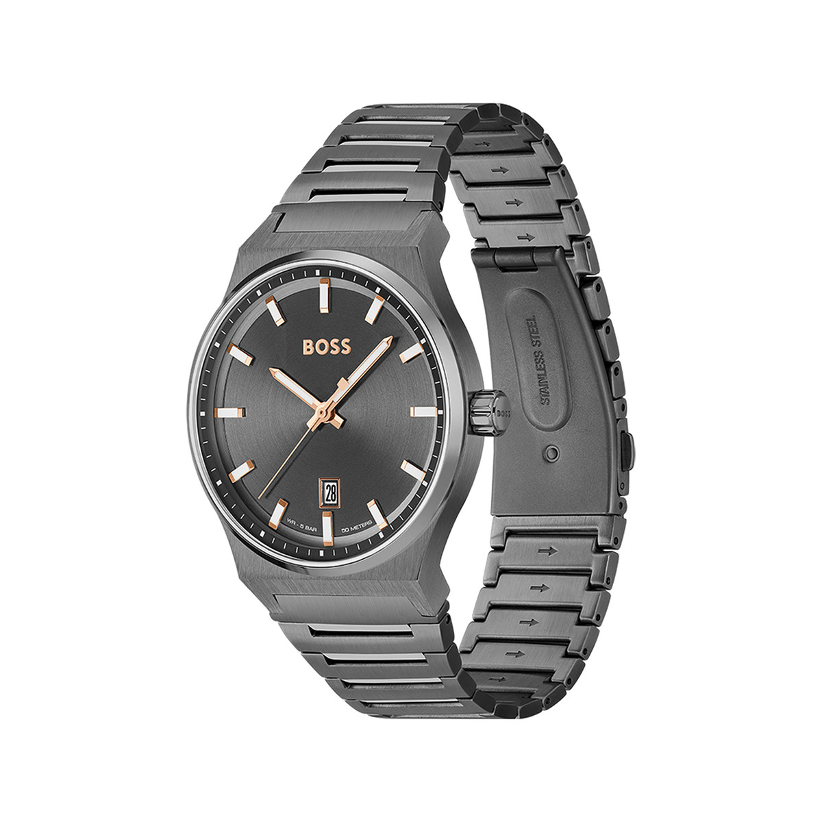 Montre BOSS sport lux homme bracelet acier argent