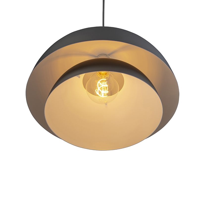 Scandinavische hanglamp zwart met wit 2-laags - Claudius