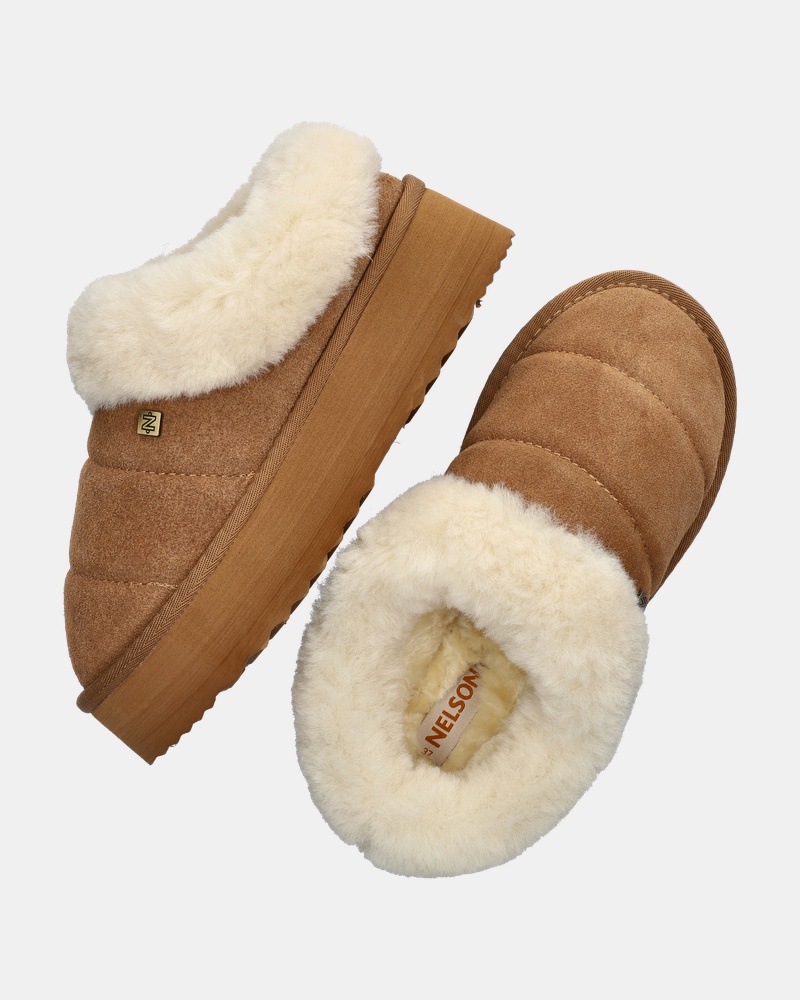Nelson Gevoerde boots  - cognac