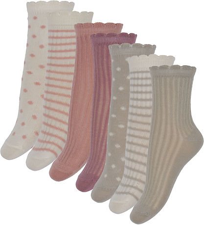 Minymo Socken - 7er-Pack - Ash Rose m. Muster