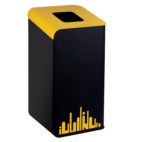 Borne à déchets modulaire Rubik 80 litres noire jaune