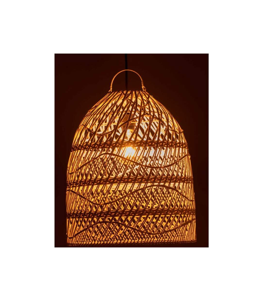 Paris Prix - Abat-jour En Rotin vague 50cm Blanc