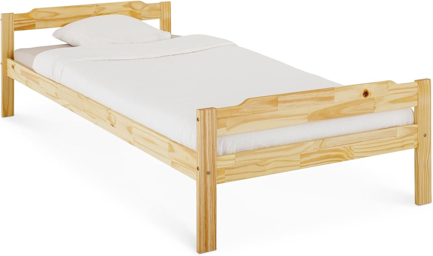 IDIMEX Massivholzbett Moritz aus Kiefer Massivholz 90x200 cm, Natur - Einzelbett kür Kinderzimmer, Tagesbett Jugendbett, einfaches Gästebett, Bettgestell lackiert