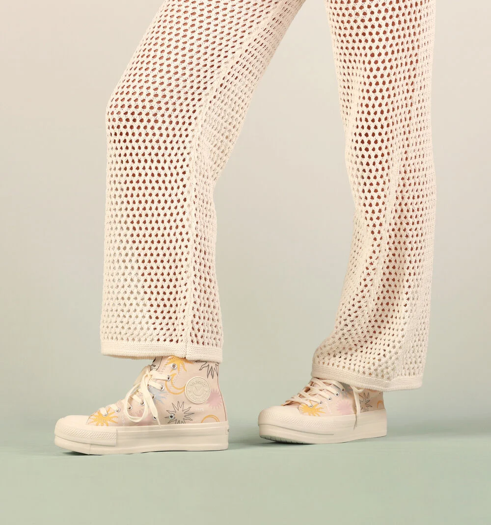 TRIBU DOBLE TOILE SOLEILS Baskets montantes imprimées pour femme NUDE