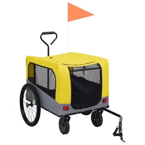 Reboque amarelo para bicicletas de animais de estimação