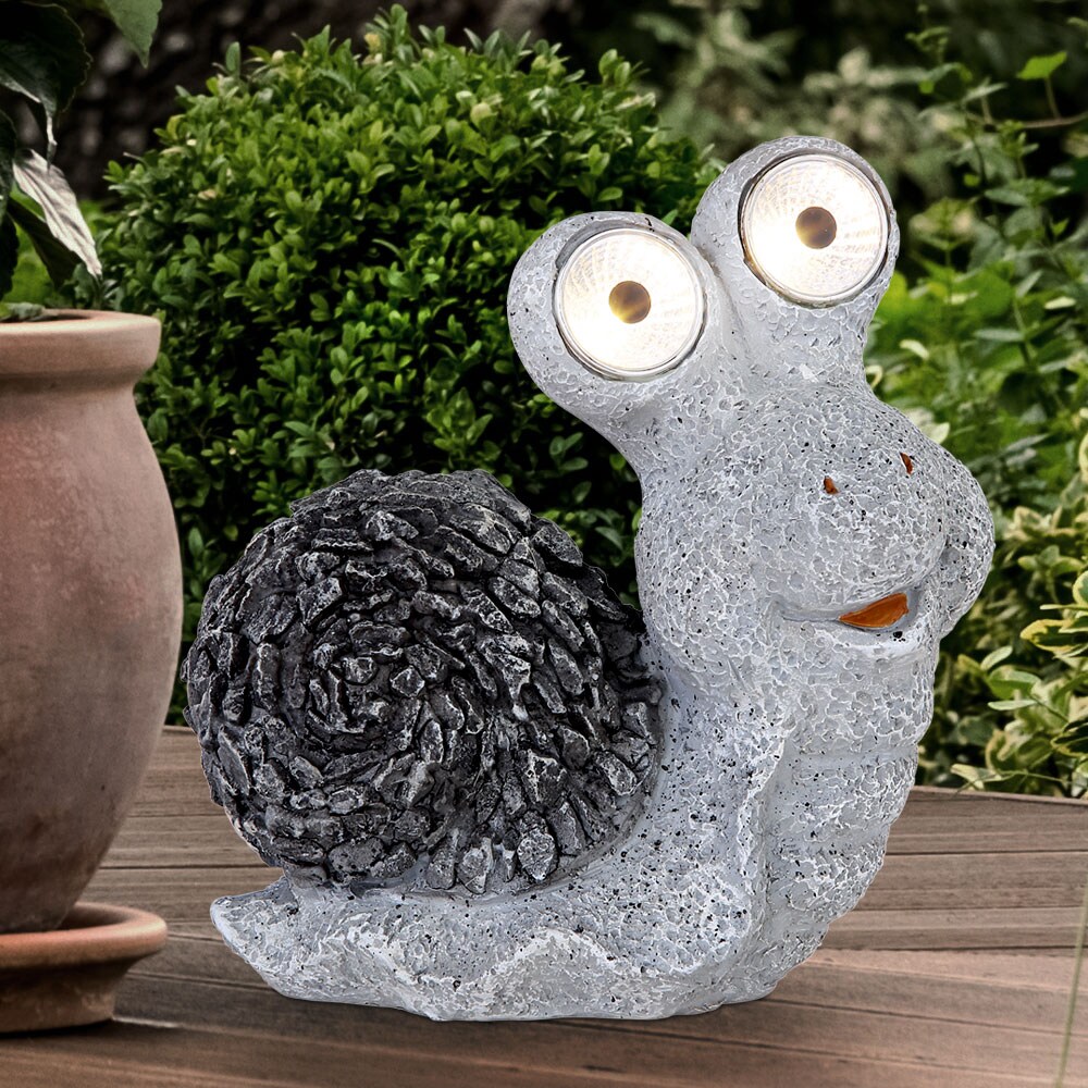LED Solarleuchte, Schnecke, grau, Höhe 20 cm