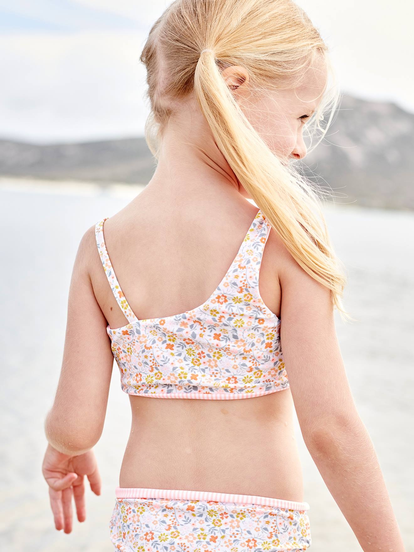 Biquíni coral reversível para meninas
