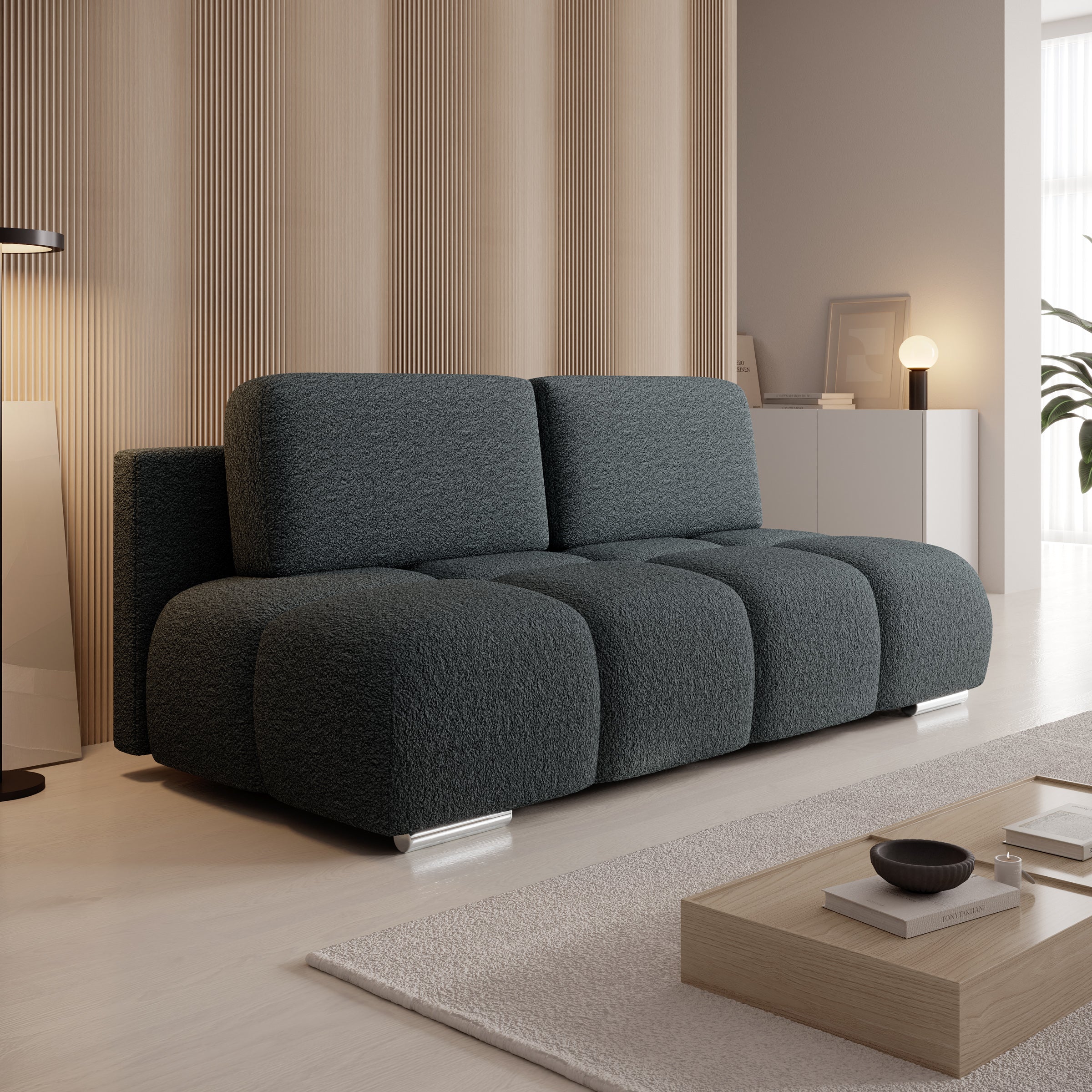 Hindrance - Slaapbank - Teddystof zwart - 195x90x89 cm