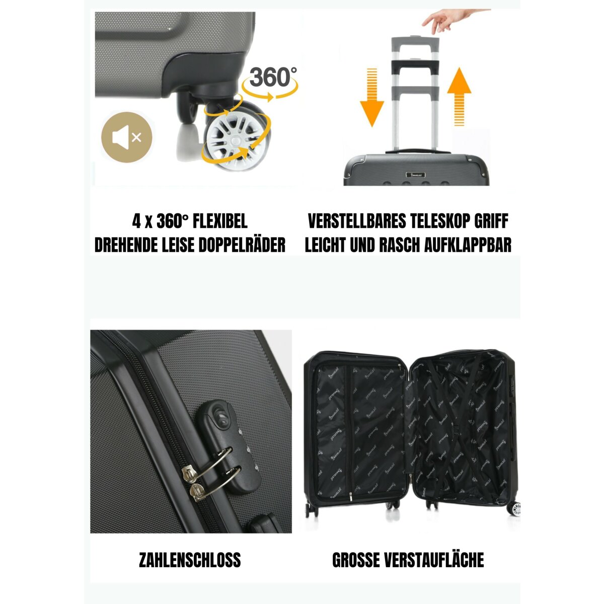 4 tlg Reisekoffer Hartschale