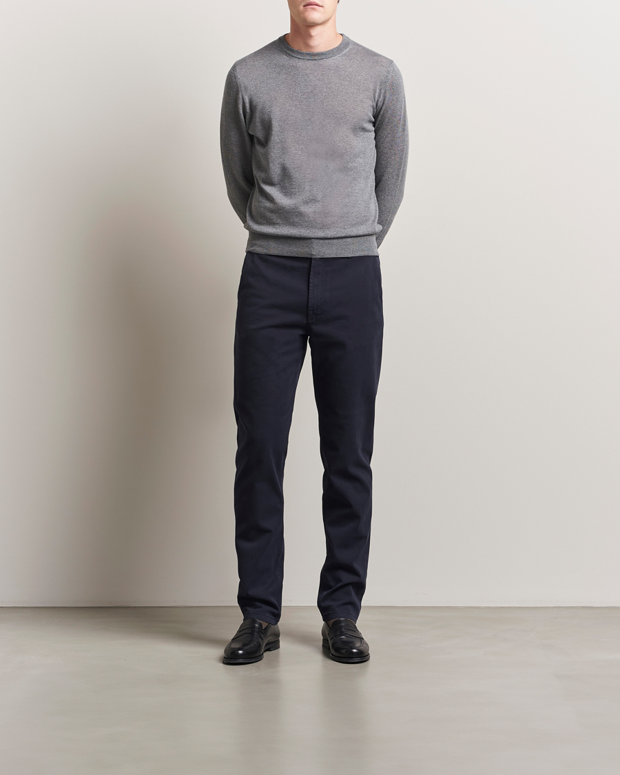 Canali Merino Wool Crew Neck Light Grey