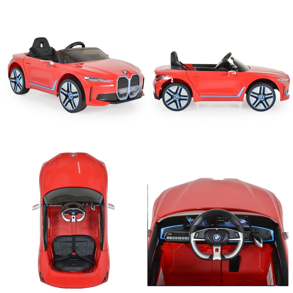 Moni Kinder Elektroauto BMW i4 MP3 EVA-Reifen Fernbedienung Lichter bis 30 kg rot