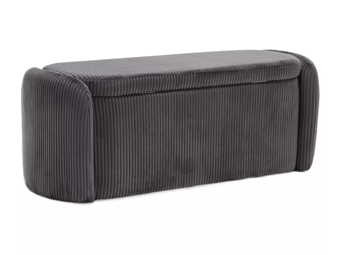 Tabouret de rangement en velours rayé, confortable et polyvalent, idéal pour le salon et la chambre,noir
