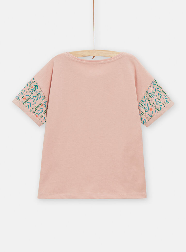 T-shirt rose animation singes dans la jungle pour fille