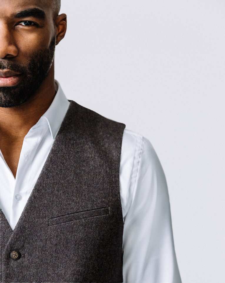 GILET TWEED CHOCOLAT