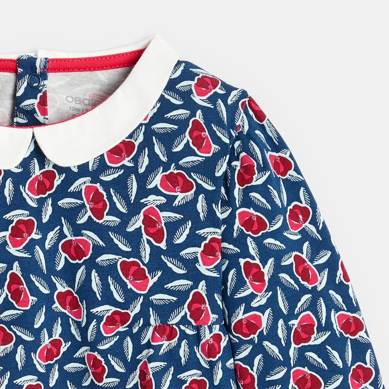 Blouse fleurie à petit col rose bébé fille Rose