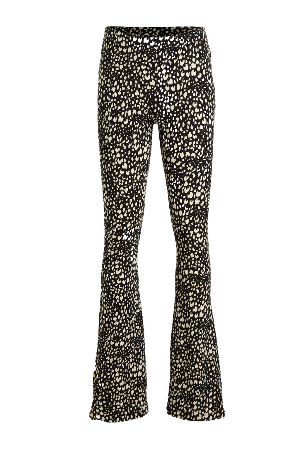 Cars flared broek PILAR met all over print zwart/beige