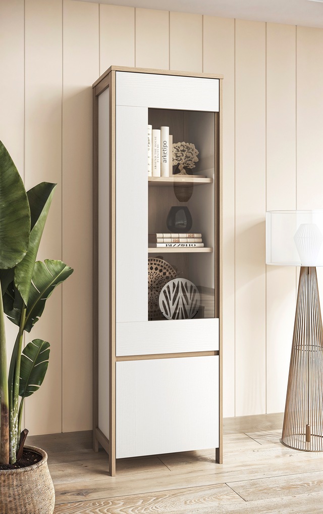 Home affaire Vitrine »Stranda, Hochschrank im Scandi-Style, moderne Glasvitrine« Rahmenoptik, ausreichend Stauraum, vielseitig einsetzbar, 58 cm breit