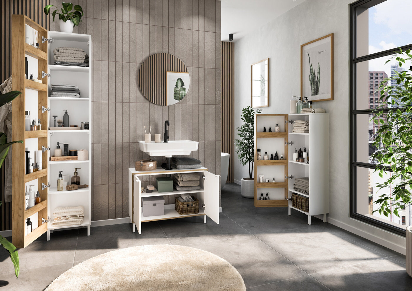 Germania Topeka Wit | Eiken Badmeubel Set Drie