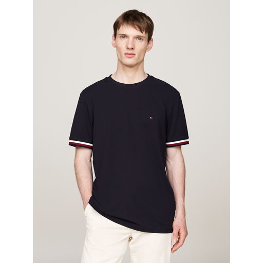 Tommy Hilfiger Global Stripe Cuff Pique T-shirt, Desert Sky, 3XL