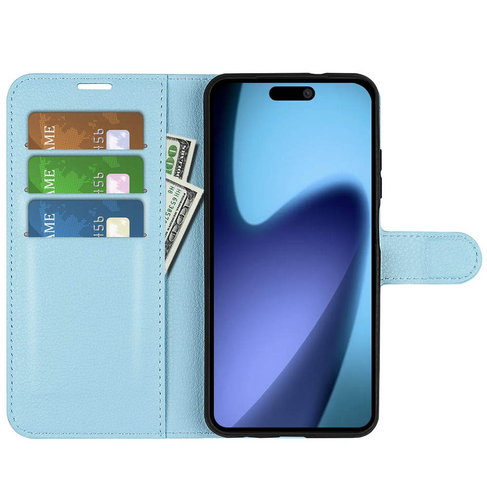 iPhone Air Leder Tasche Flip Cover Litchi Look - Blau
