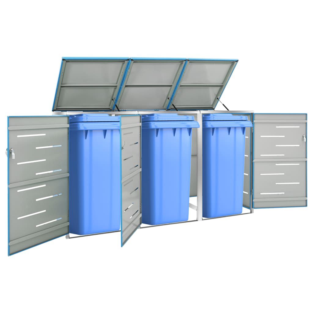 vidaXL Afvalcontainer voor 3 Afvalbakken 207x77,5x112,5 cm Roestvrij Staal