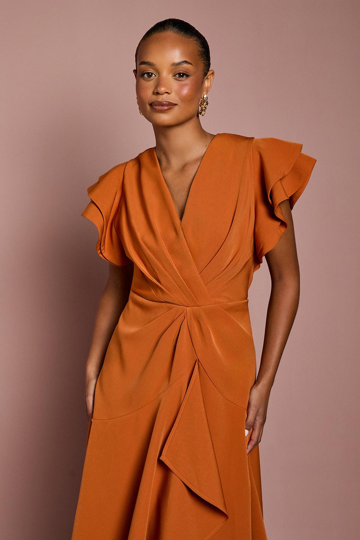 Coast Robe Midi Portefeuille à Manches Courtes et Col V Petite