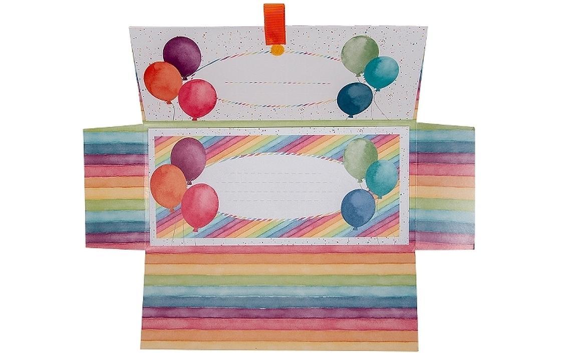 Geldgeschenk Karte 23 x 11 cm, Luftballons/Happy BirthdayGeschenkumschlag