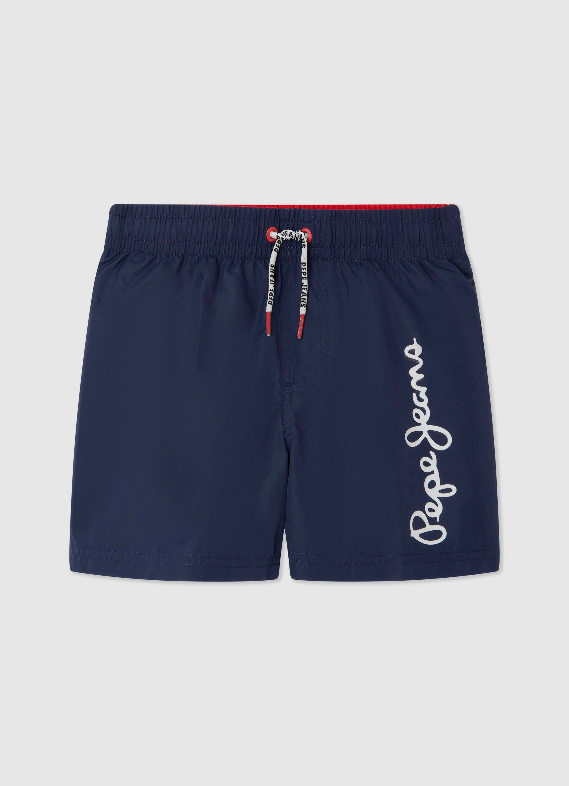 Maiô Bermuda com logo estampado - azul índigo