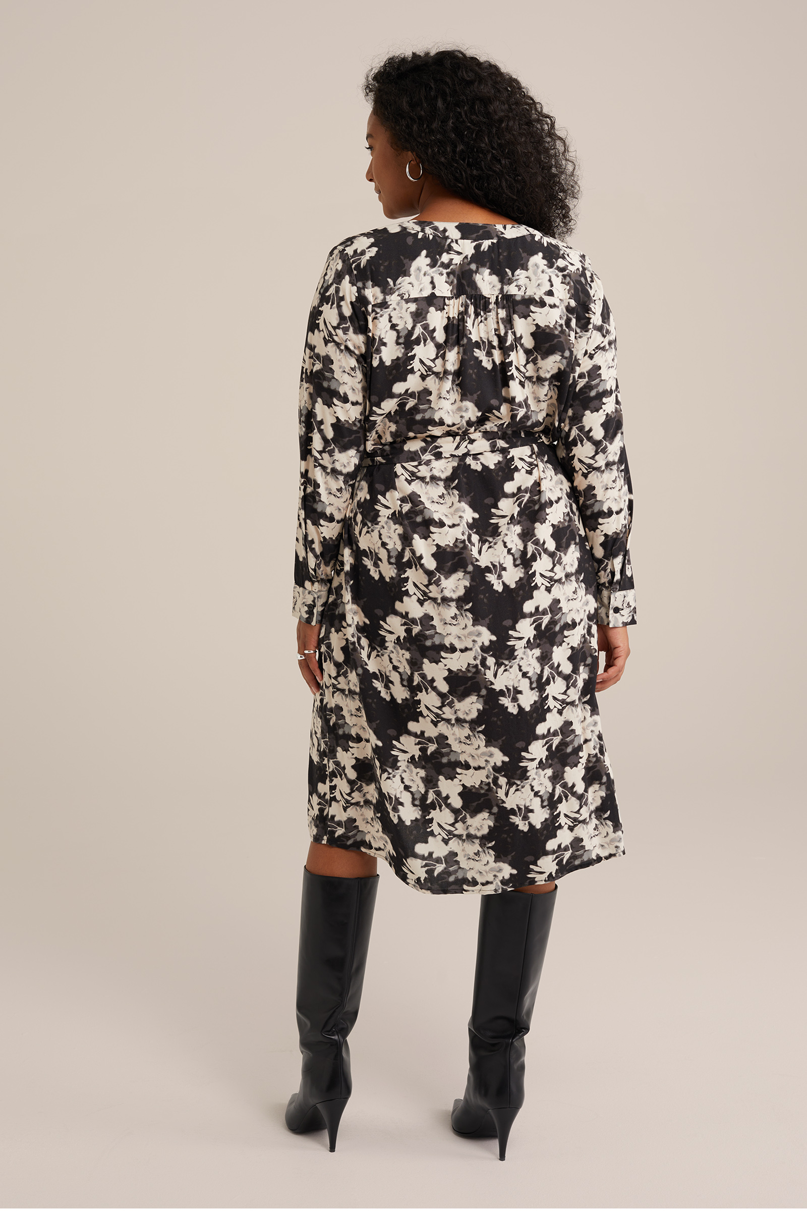jurk met dessin - Curve WE Fashion Zwart