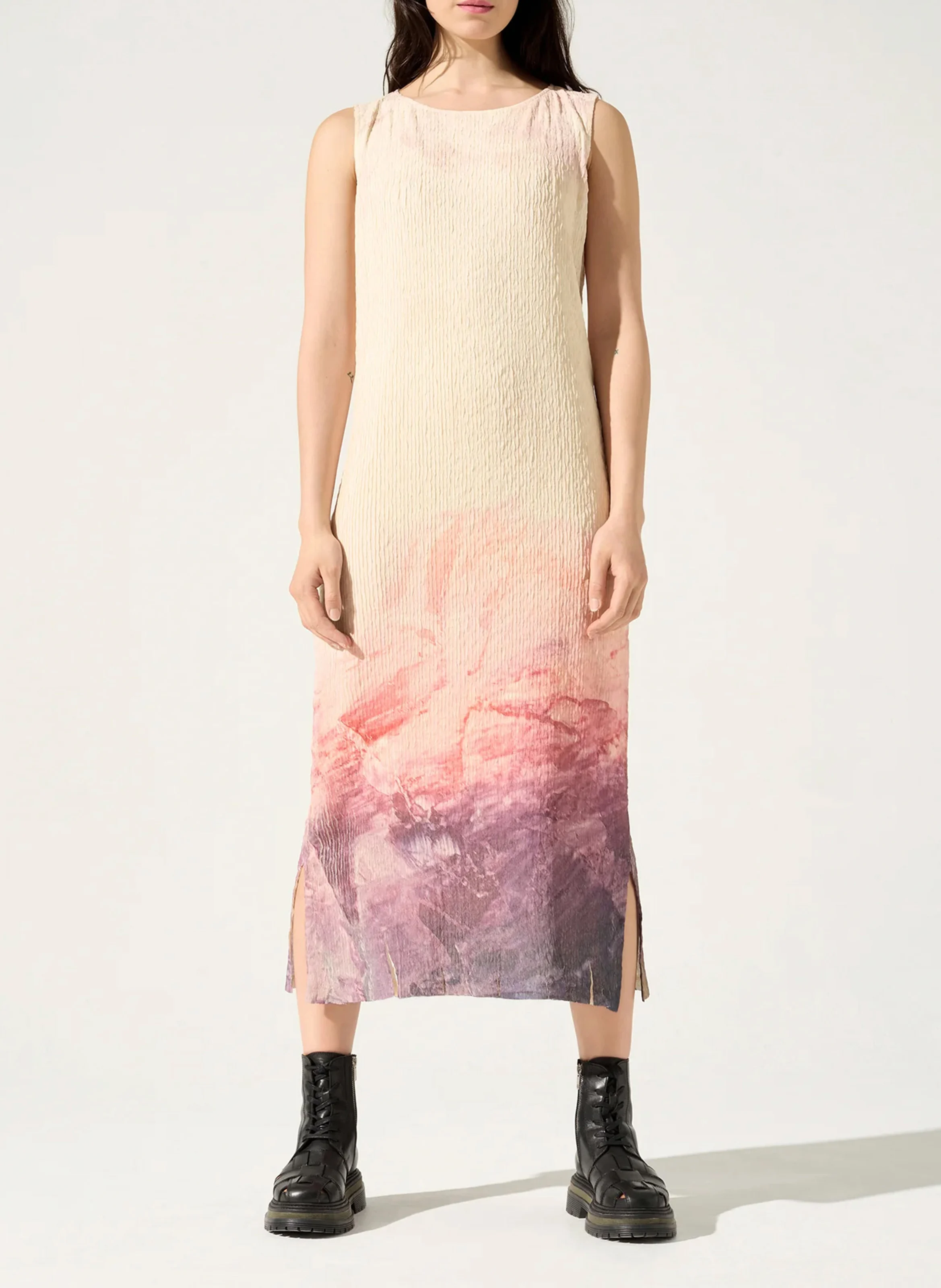 Robe midi col rond | Violet