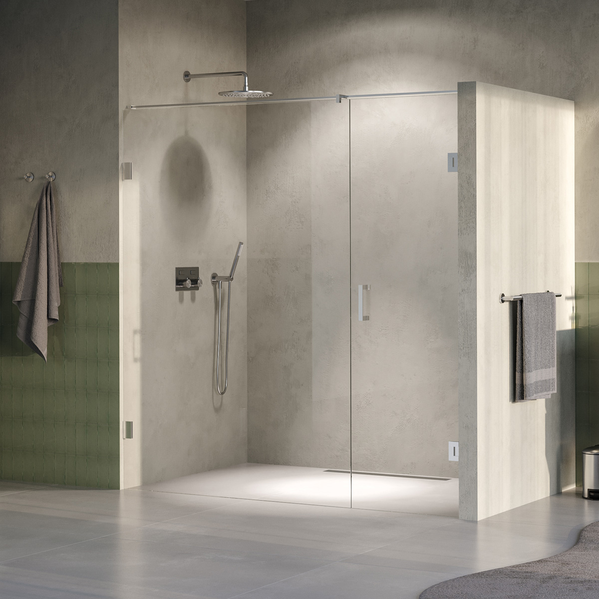 Brauer Void profielloze nisdeur 190cm met draaideur 70cm aan muur RVS geborsteld PVD