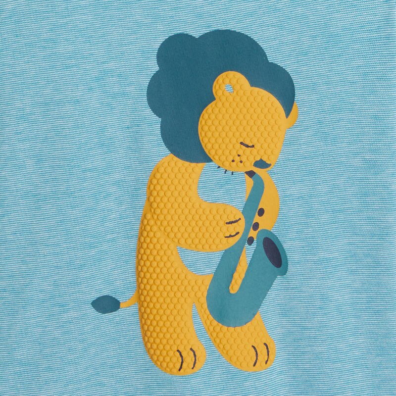 T-shirt rayé lion en relief vert bébé garçon Vert