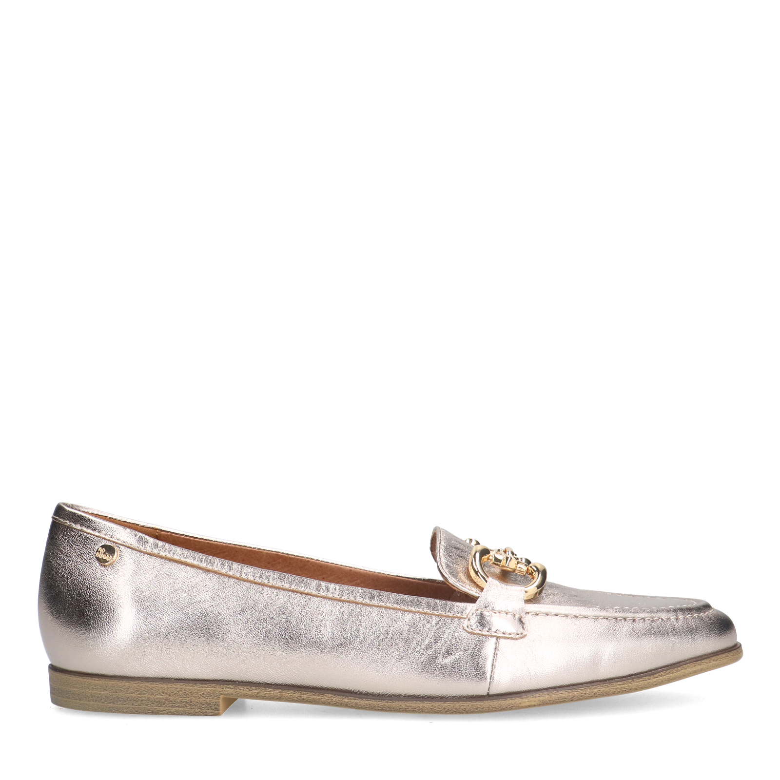 Gouden leren loafers met gouden chain