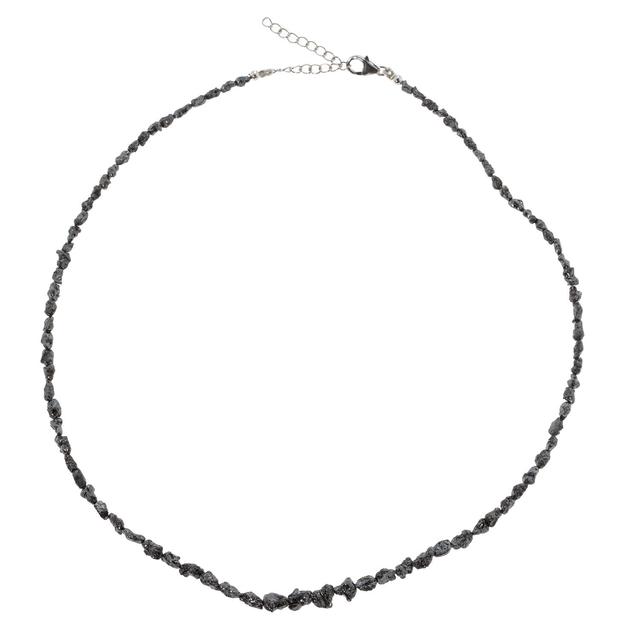 Collier Rohdiamanten schwarz, ca. 45 + 5 cm, rhodiniert