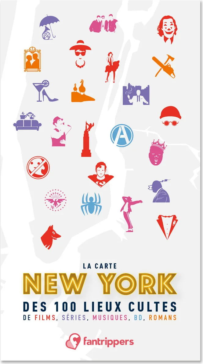 Carte de New York des 100 lieux cultes Livres