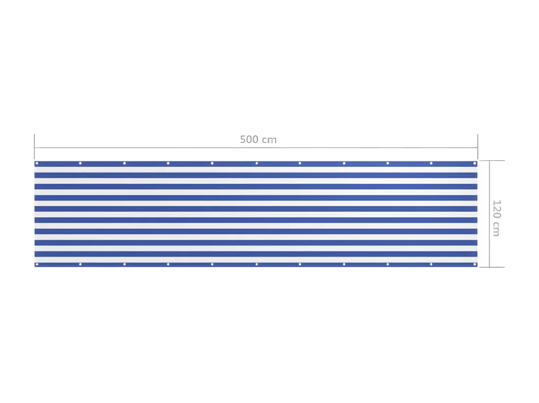 Écran de balcon Blanc et bleu 120x500 cm Tissu Oxford