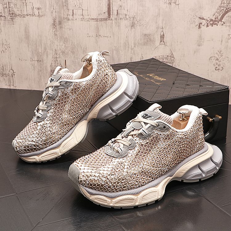 Mr Ozera - Platform Panel Mesh Overlay Sneakers