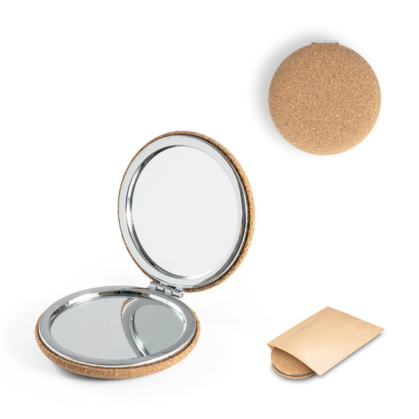 hi!dea 94898 - Miroir de sac à main double en liège