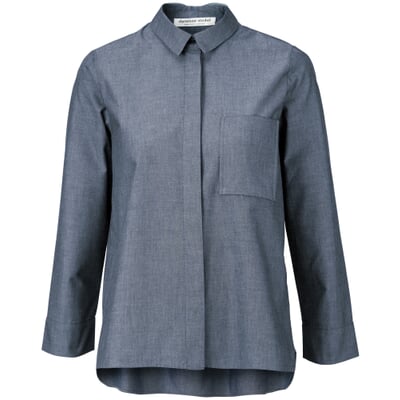 Damenbluse Chambray, Mittelblau