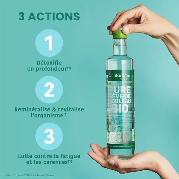 Santarome Bio - Pure Sève de Bouleau - Détoxifie, Reminéralise - Lot de 3x500ml