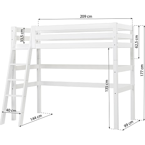 Hoppekids ECO Luxury højseng 90x200cm med skrå stige