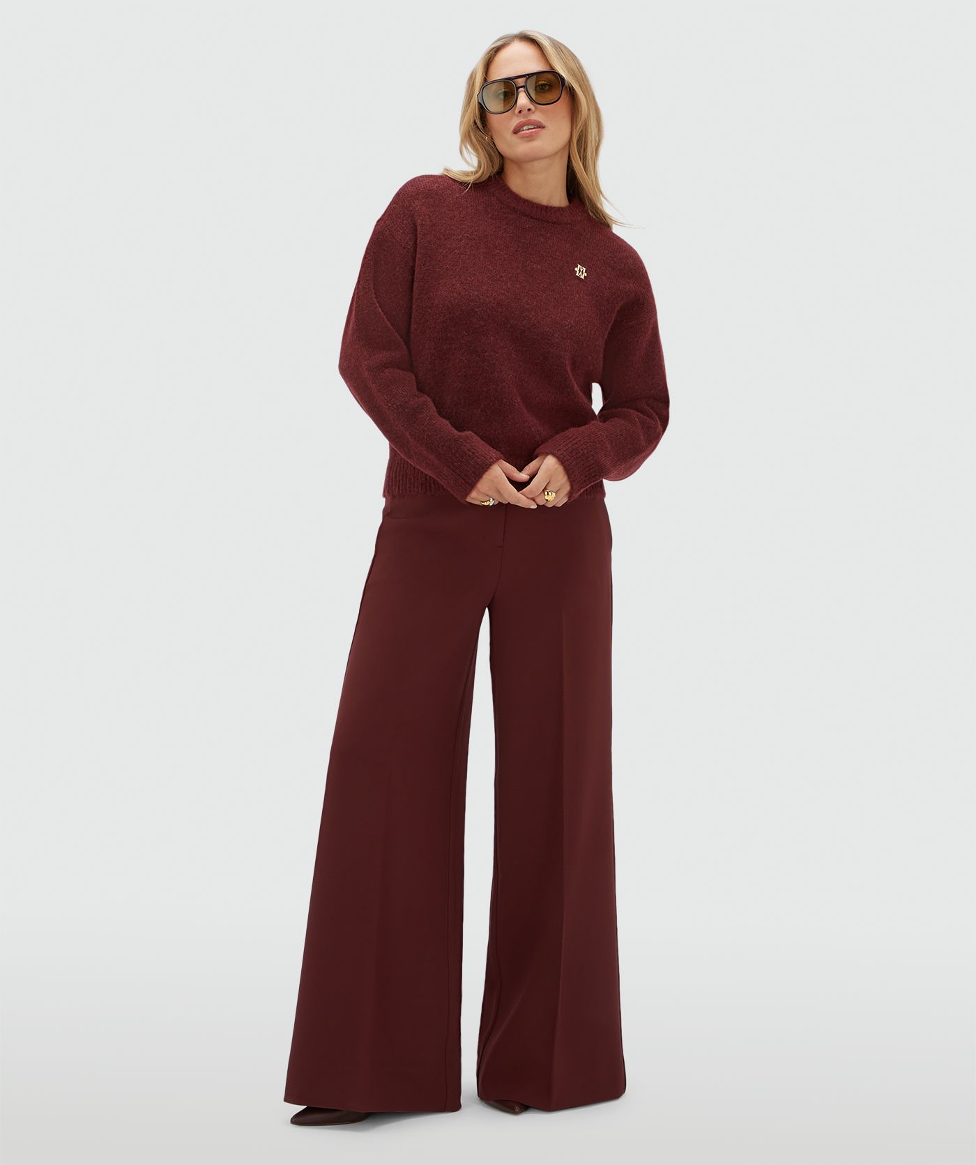 JV-IZE oversized sweater met logo - burgundy