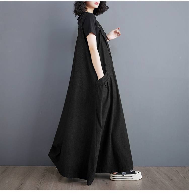 Lewwe - Maxi-jurk met vierkante hals en effen kleur