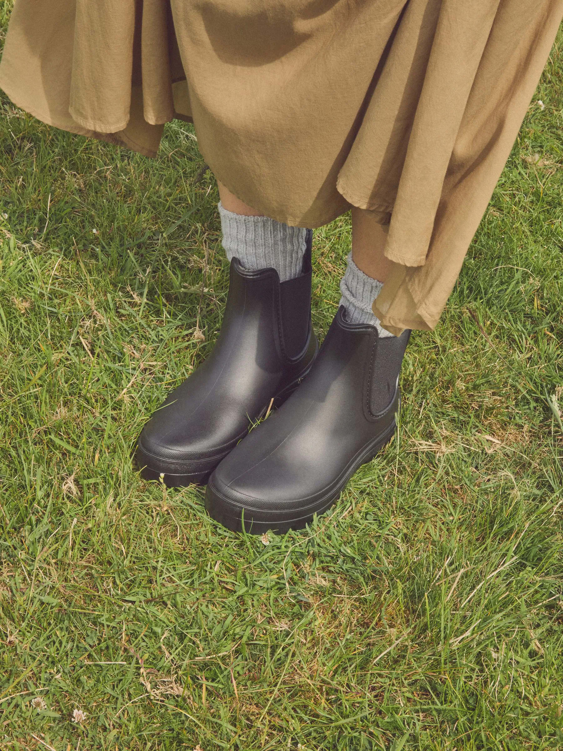 Zwart - Faux Fur Lined Chelsea Ankle Wellies